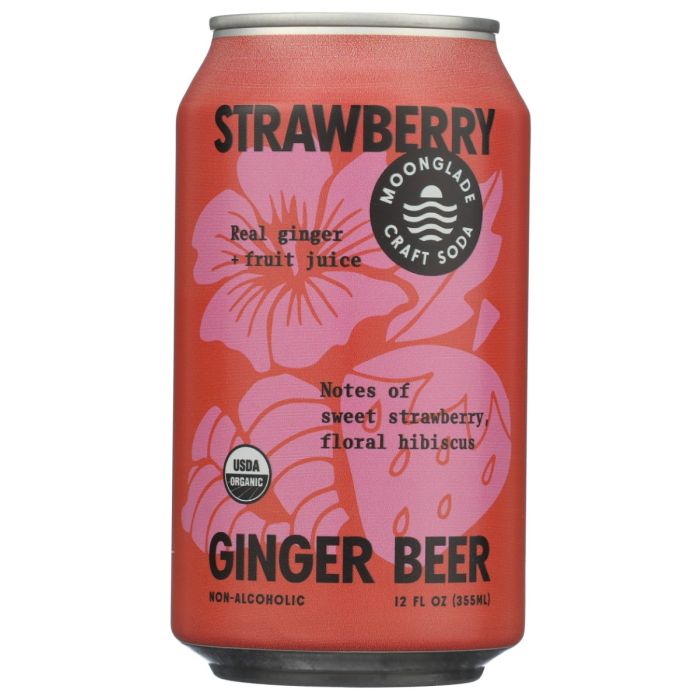 MOONGLADE CRAFT SODA: Strawberry Hibiscus Ginger Beer, 12 fo