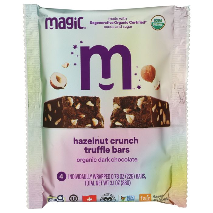 MAGIC CHOCOLATE: Hazelnut Crunch Truffle Bars 4 Count, 3.1 oz