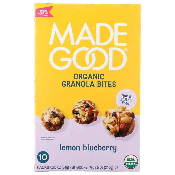 MADEGOOD: Lemon Blueberry Organic Granola Bites 10 Count, 8.5 oz