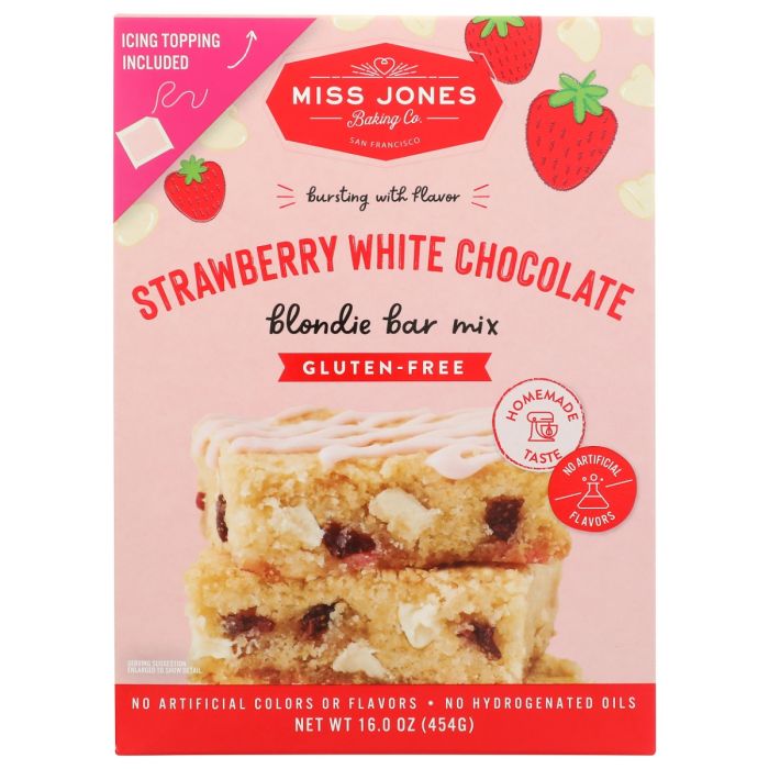 MISS JONES BAKING CO: Gluten Free Strawberry White Chocolate Bar Mix, 16 oz