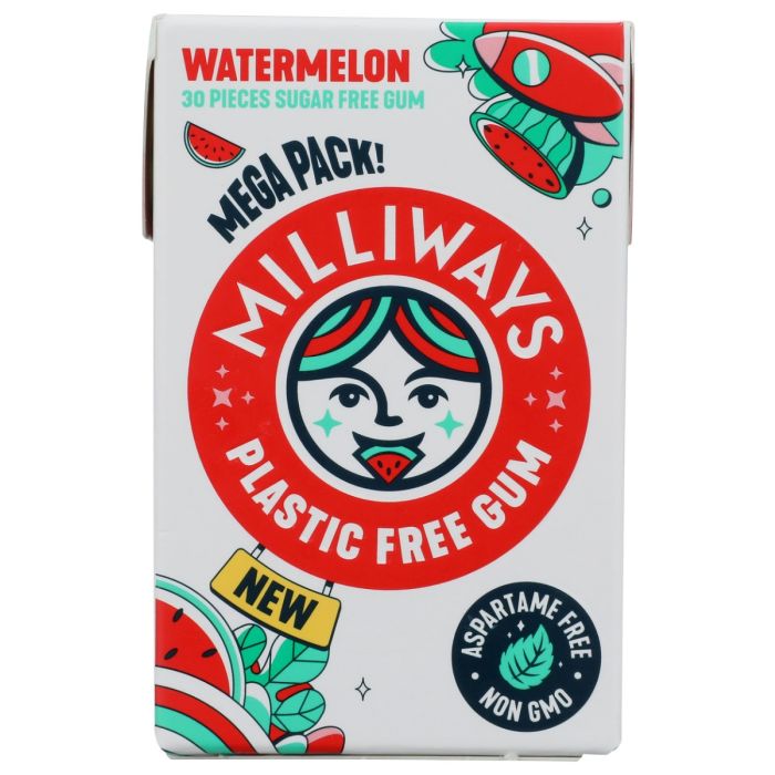 MILLIWAYS: Watermelon Gum Sugar and Plastic Free, 30 pc