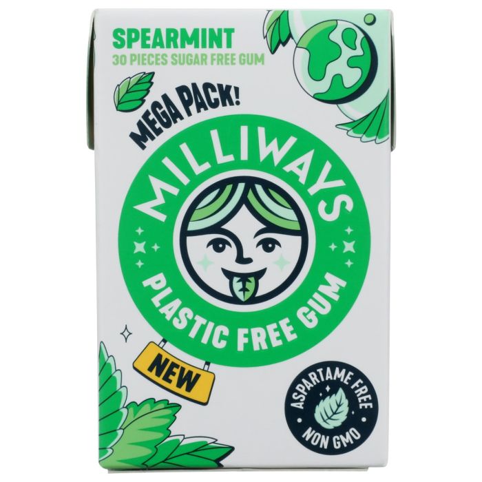 MILLIWAYS: Spearmint Plastic Free Gums, 30 pc