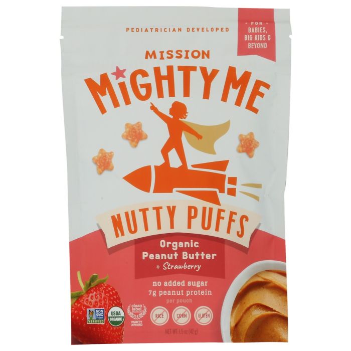 MISSION MIGHTY ME: Organic Strawberry Peanut Butter Puffs, 1.5 oz