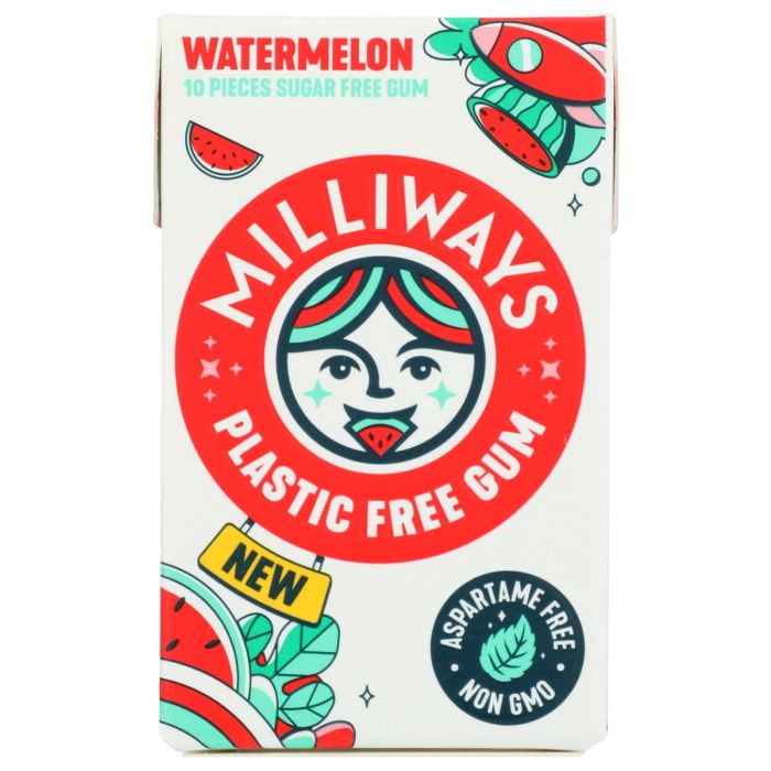 MILLIWAYS: Watermelon Plastic Free Gums, 10 pc
