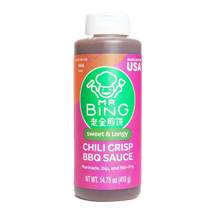 MR BING: Sweet and Tangy Chili Crisp BBQ Sauce, 14.75 oz