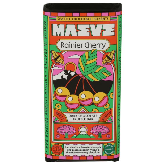 MAEVE: Rainier Cherry Dark Chocolate Truffle Bar, 2.5 oz