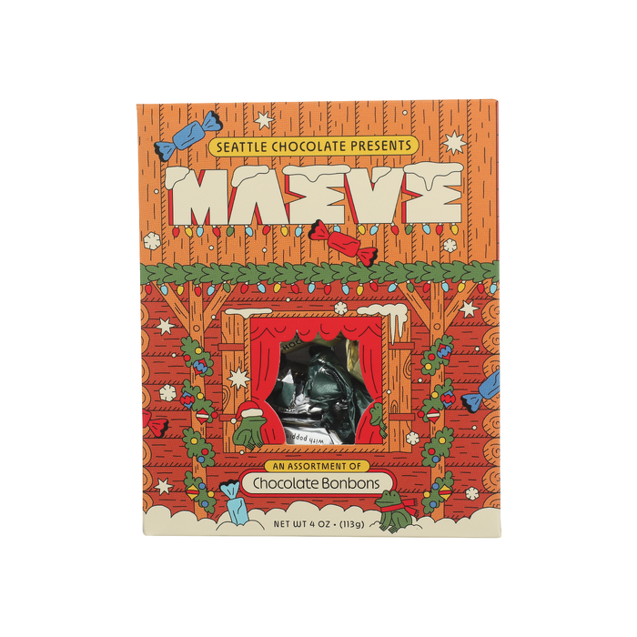 MAEVE: Chocolate Holiday Cabin Fever Chocolate Bonbons, 4 oz