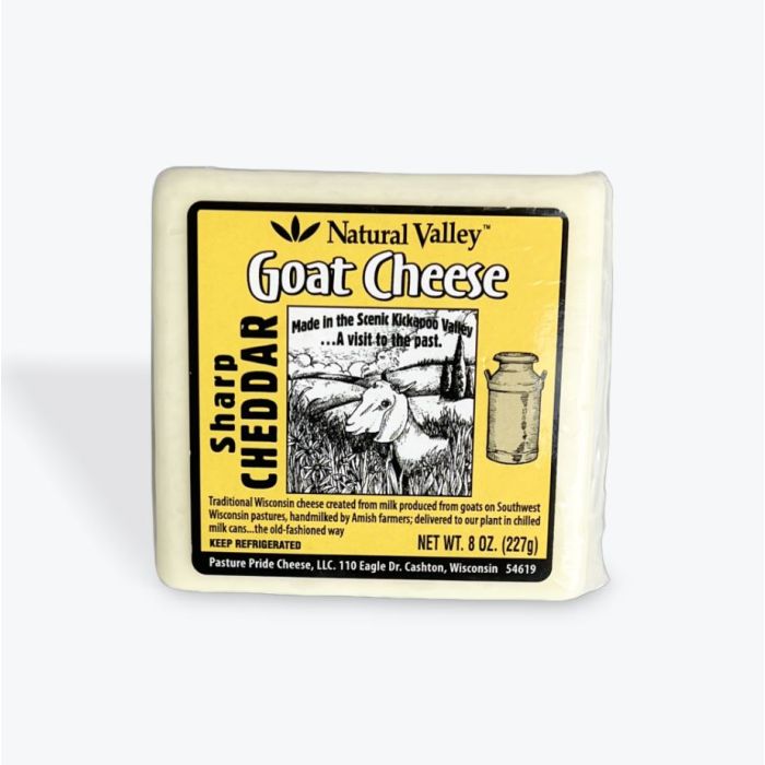 NATURAL VALLEY: Sharp Cheddar Goat Cheese, 8 oz