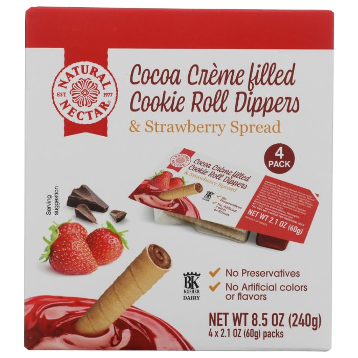 NATURAL NECTAR: Cocoa Creme Filled Cookie Roll with Strawberry Spread, 8.82 oz