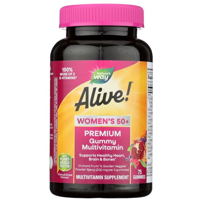NATURES WAY: Alive Women 50 Plus Gummies Multivitamin, 75 pc