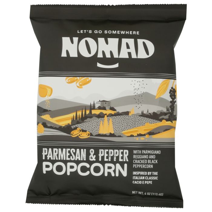 NOMAD SNACKS: Parmesan and Pepper Popcorn, 4 oz