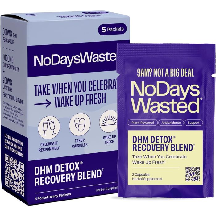 NO DAYS WASTED: DHM Detox Recovery Blend Packets, 5 ea