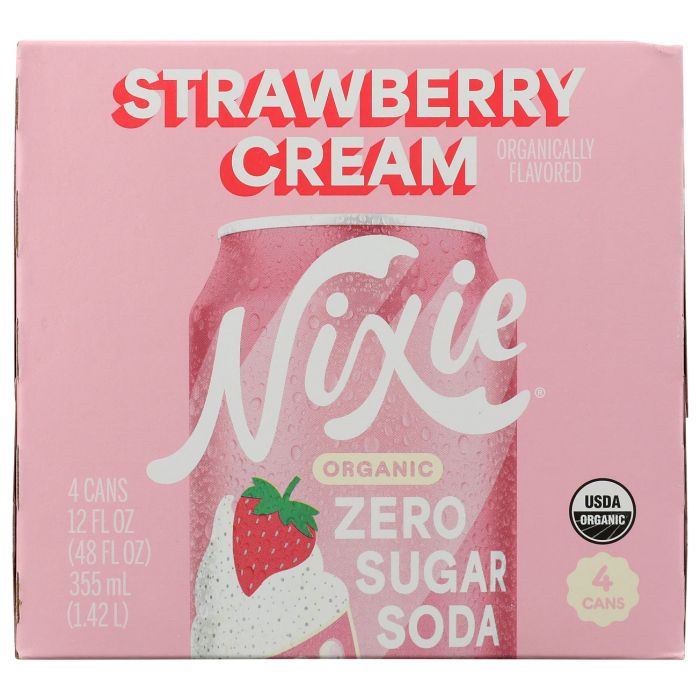 NIXIE: Strawberry Cream Zero Sugar Soda 4 Count, 48 fo