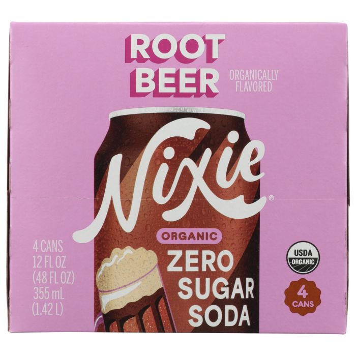 NIXIE: Root Beer Zero Sugar Soda 4 Count, 48 fo