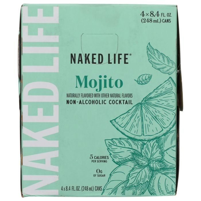 NAKED LIFE: Non Alcoholic Mojito Cocktail 4 Count, 33.6 fo