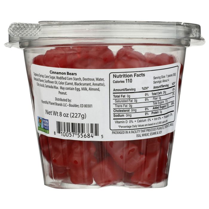 NO LABEL: Non GMO Cinnamon Gummy Bears Tub, 8 oz