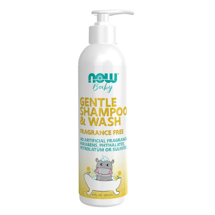 NOW: Gentle Baby Shampoo and Wash Fragrance Free, 8 fo