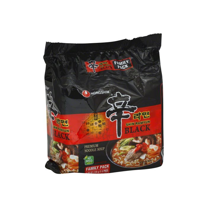 NONG SHIM: Shin Black Ramyun Noodles 4Pk, 18.32 oz
