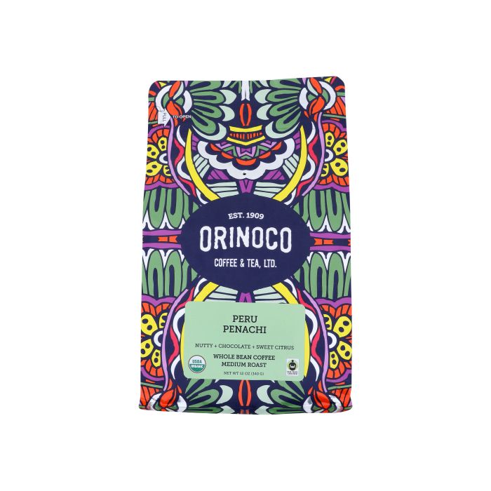 ORINOCO COFFEE TEA: Organic Peru Penachi Coffee Whole Bean, 12 oz