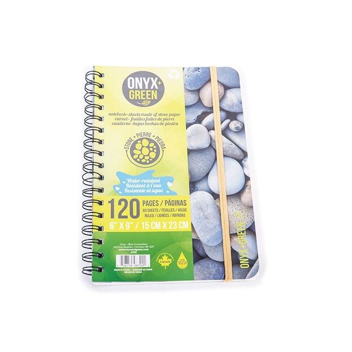 ONYX & GREEN: Notebook 6X9 Stone Paper With Elastic Closure, 1 ea