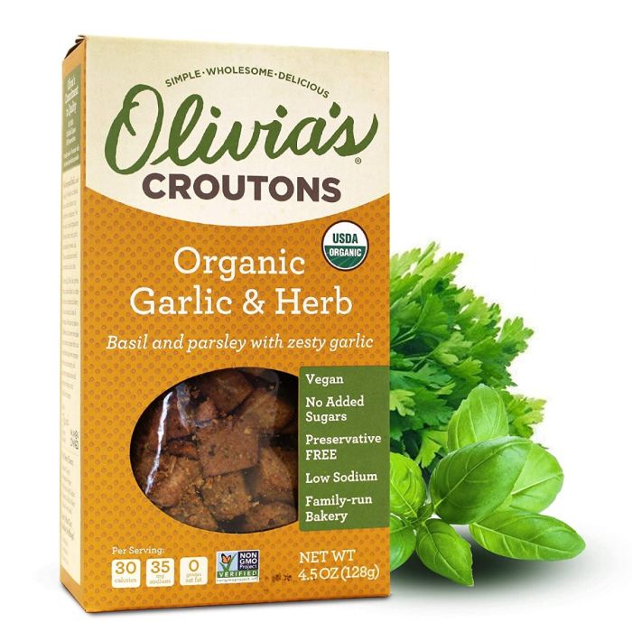 OLIVIA'S: Garlic and Herb Croutons, 4.5 oz
