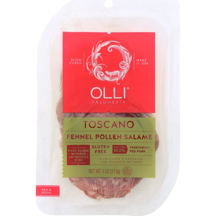 OLLI SALUMERIA: Toscano Fennel Pollen Salame Pre Sliced, 4 oz