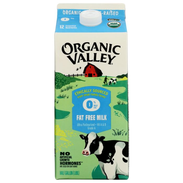 ORGANIC VALLEY: Fat Free Skim Milk, 64 oz
