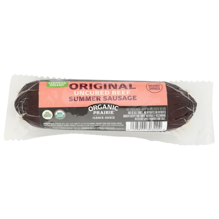 ORGANIC PRAIRIE: Original Uncured Organic Beef Summer Sausage, 12 oz
