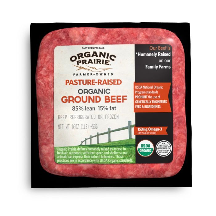 ORGANIC PRAIRIE: 85 Percent Lean Ground Beef, 16 oz