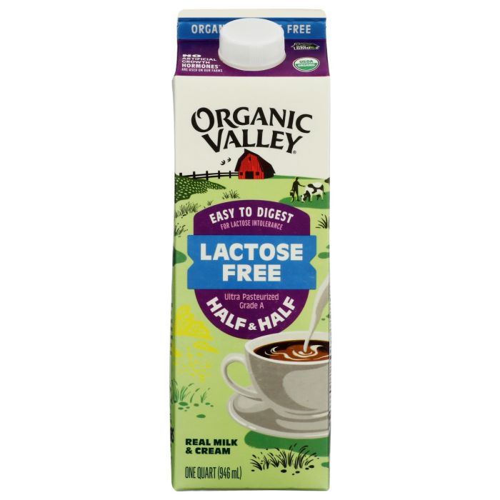 ORGANIC VALLEY: Organic Lactose Free Half and Half, 32 oz