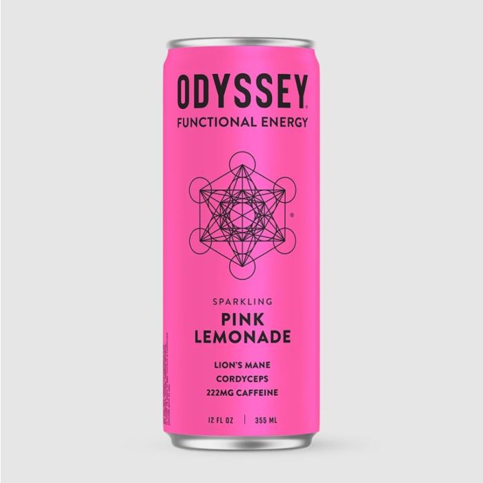 ODYSSEY ELIXIR: Sparkling Pink Lemonade Energy Drink, 12 fo