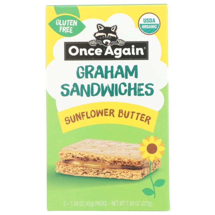 ONCE AGAIN: Sunflower Butter Graham Sandwiches 5 Count, 7.95 oz