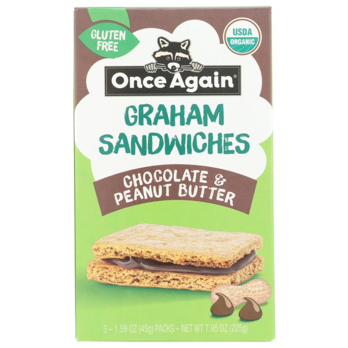 ONCE AGAIN: Chocolate And Peanut Butter Graham Sandwiches 5 Count, 7.95 oz 