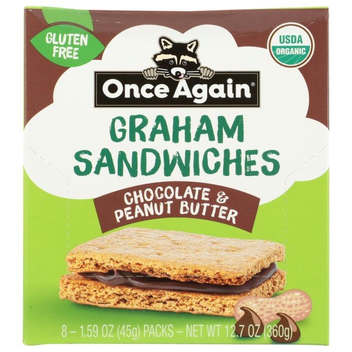 ONCE AGAIN: Chocolate and Peanut Butter Graham Sandwiches 8 Count, 12.7 oz