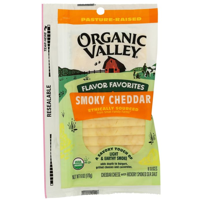 ORGANIC VALLEY: Flavor Favorites Smoky Cheddar Slices, 6 oz