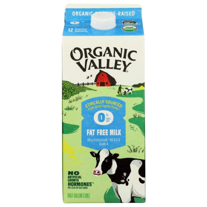 ORGANIC VALLEY: Fat Free Skim Milk Ultra Pasteurized, 64 fo