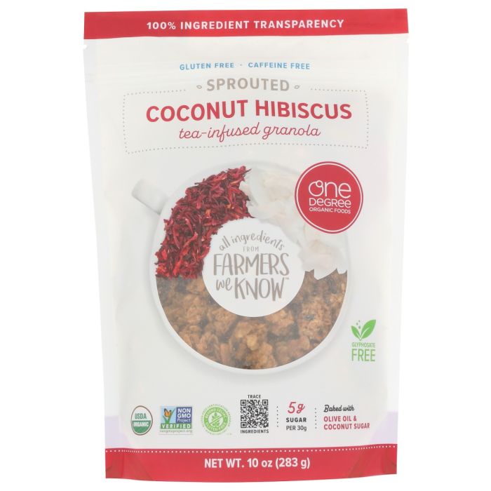 ONE DEGREE: Sprouted Coconut Hibiscus Granola, 10 oz