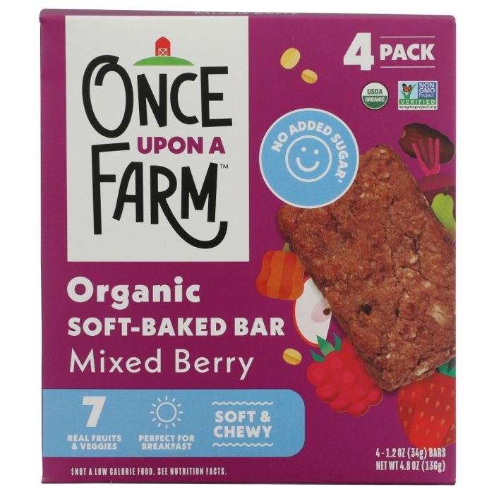 ONCE UPON A FARM: Mixed Berry Soft Baked Bar 4 Count, 4.8 oz