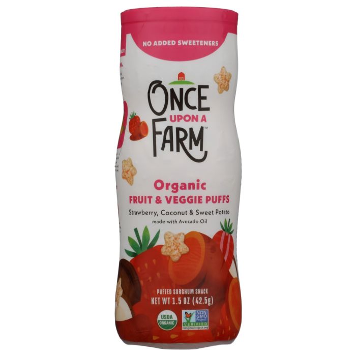 ONCE UPON A FARM: Strawberry Coconut and Sweet Potato Puffs, 1.5 oz