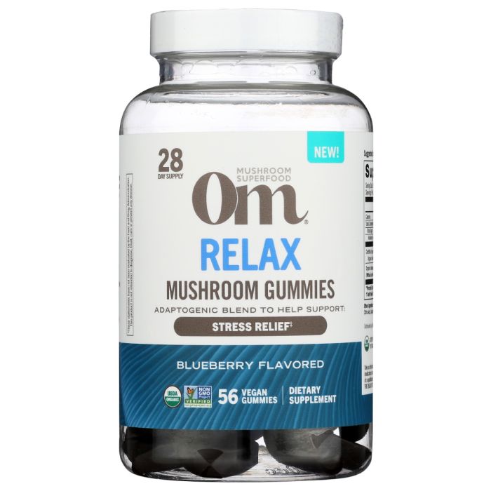 OM MUSHROOMS: Relax Mushroom Gummies, 56 vc
