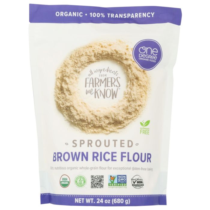 ONE DEGREE: Flour Brown Rice Sprouted Organic, 24 oz
