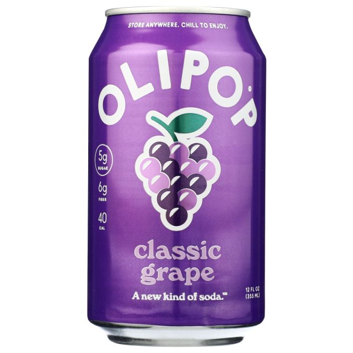 OLIPOP: Classic Grape Prebiotic Soda, 12 fo