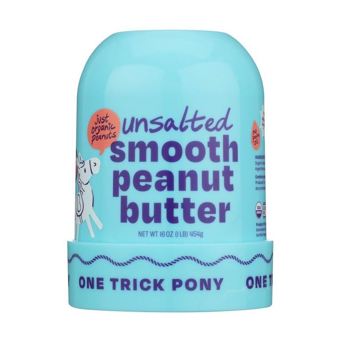 ONE TRICK PONY: Organic Unsalted Smooth Peanut Butter, 16 oz