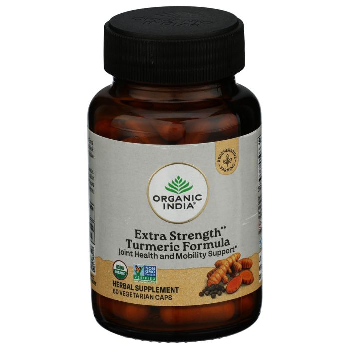 ORGANIC INDIA: Extra Strength Turmeric Capsules, 60 vc