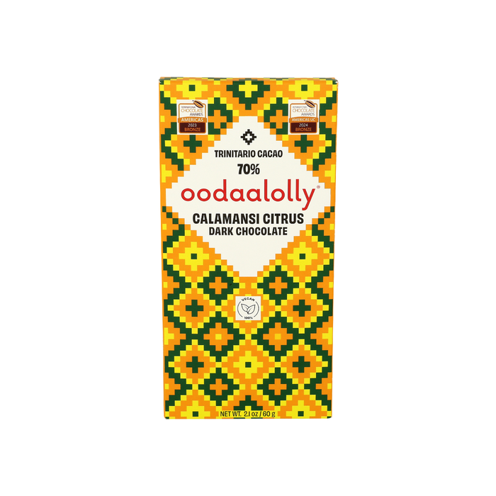OODAALOLLY: Calamansi Citrus Dark Chocolate Bar, 2.1 oz