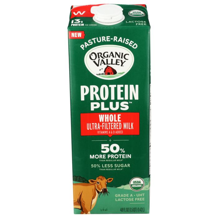 ORGANIC VALLEY: Protein Plus Ultra Filtered Organic Whole Milk, 48 fo