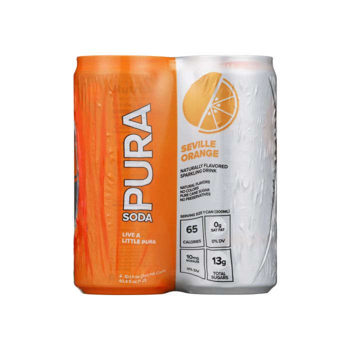 PURA SODA: Soda Seville Orange 4Pk, 40.4 fo