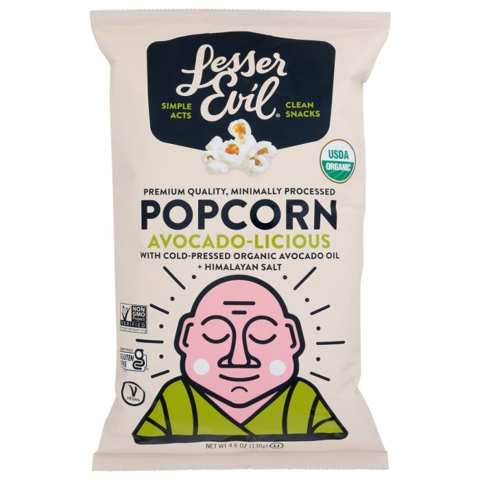 LESSER EVIL: Avocado Licious Organic Popcorn, 4.6 oz