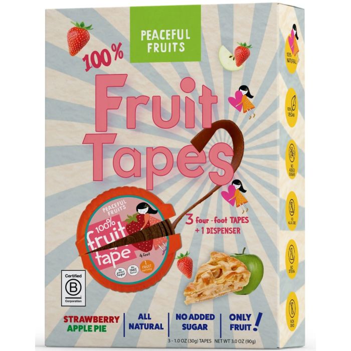 PEACEFUL FRUITS: Strawberry and Apple Pie Colossal Fruit Tapes, 3 oz