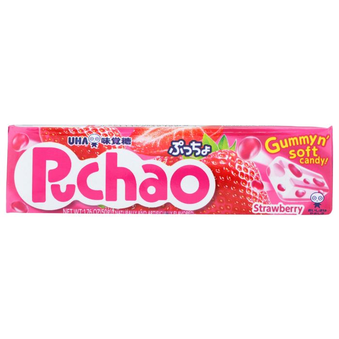 UHA MIKAKUTO: Puchao Gummy Soft Candy Strawberry, 1.76 oz